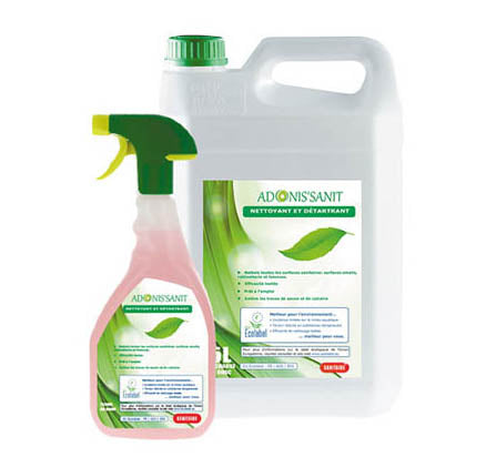 Spray et bidon détartrant sanitaire écolabel Adonis