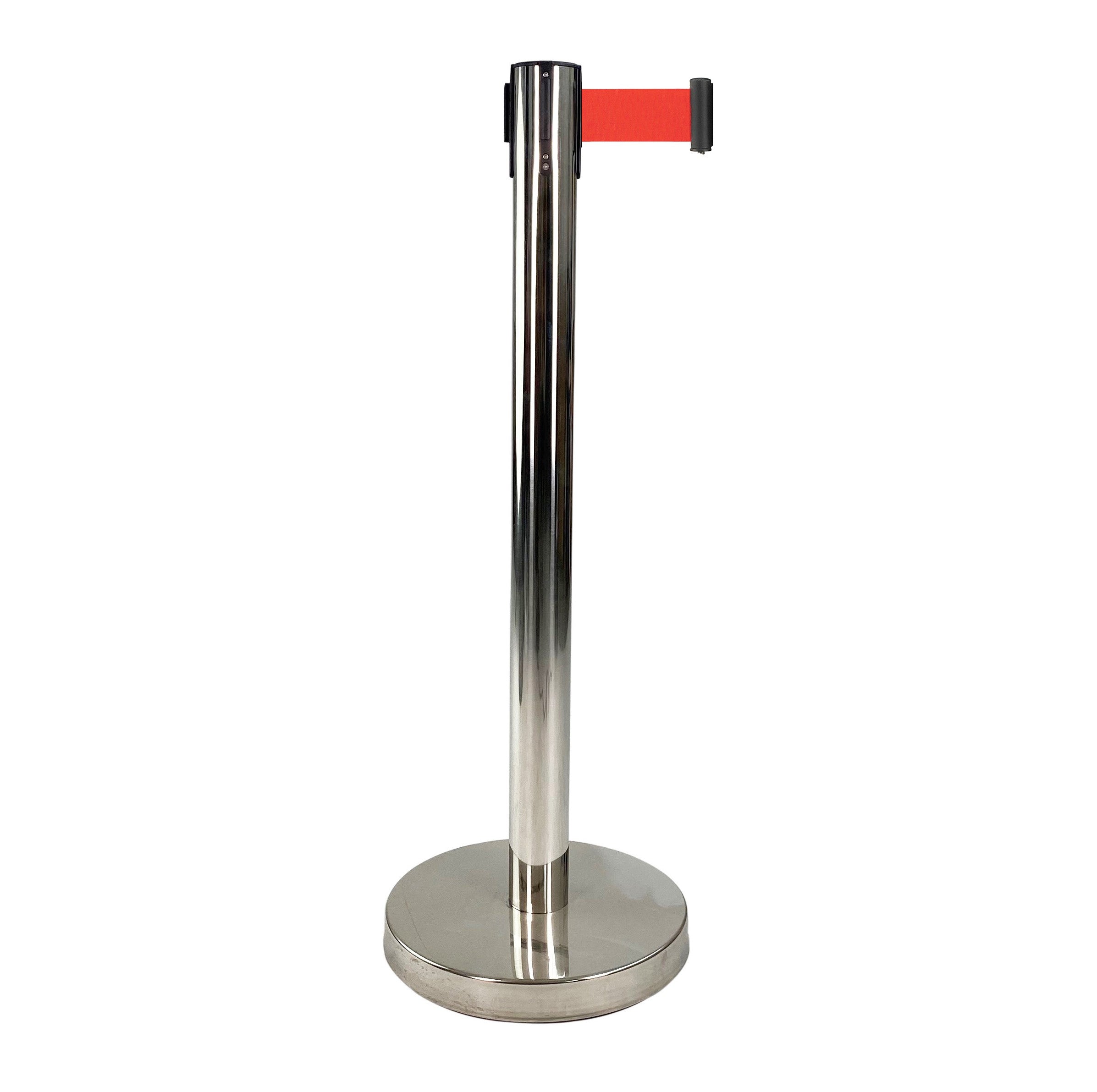 Poteau à sangle inox rouge pour usage intérieur